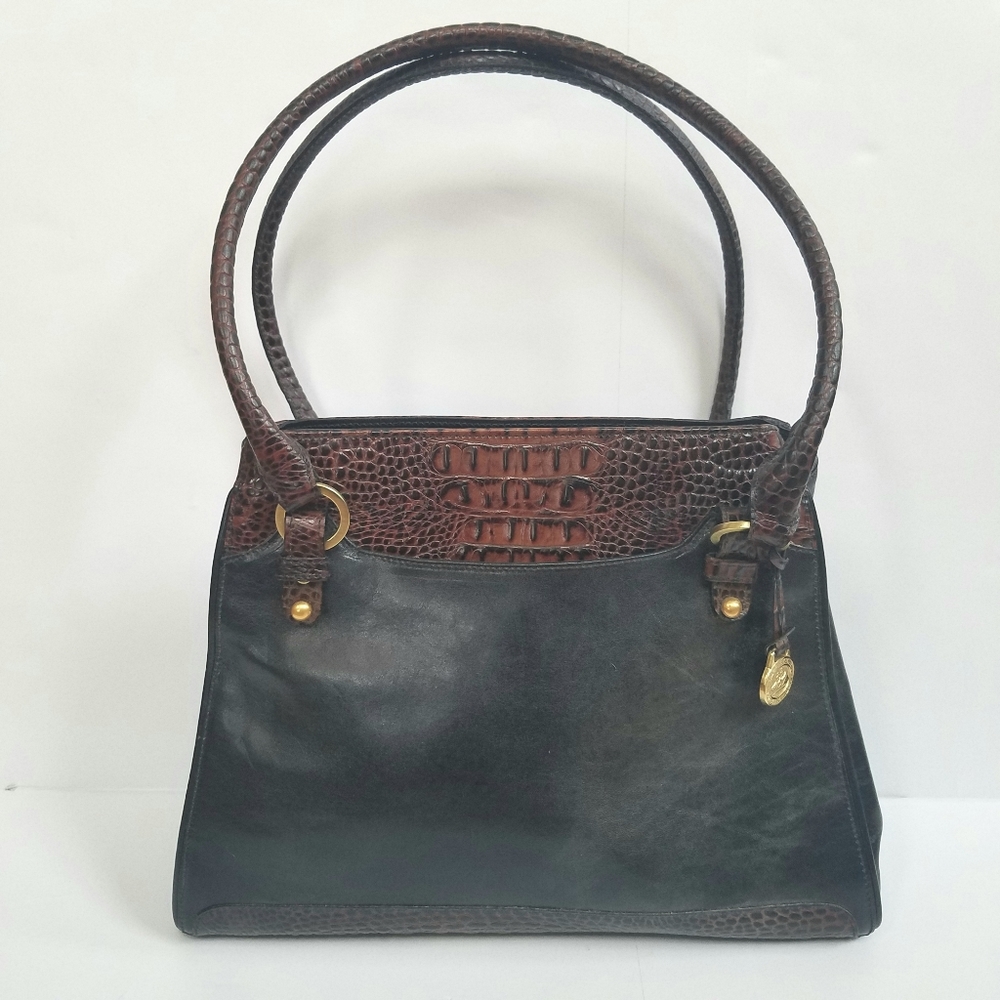 Vintage style Brahmin Black and Brown Embossed Purse